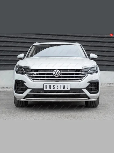 Защита переднего бампера (2 трубы Ø42, нержавейка, NOT 2.0 TSI) Volkswagen Touareg  3 CR (2018-2022) дорестайлинг