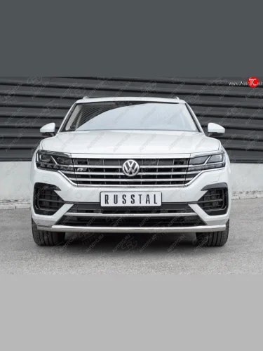 Защита переднего бампера (Ø63 мм, нержавейка, NOT 2.0 TSI) SLITKOFF Volkswagen Touareg  3 CR (2018-2022) дорестайлинг