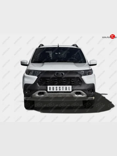 Защита переднего бампера SLITKOFF (Ø63 мм) (порошковая окраска в цвет черный муар) Лада ВАЗ Нива Трэвел (2021-2025) (212300-80)