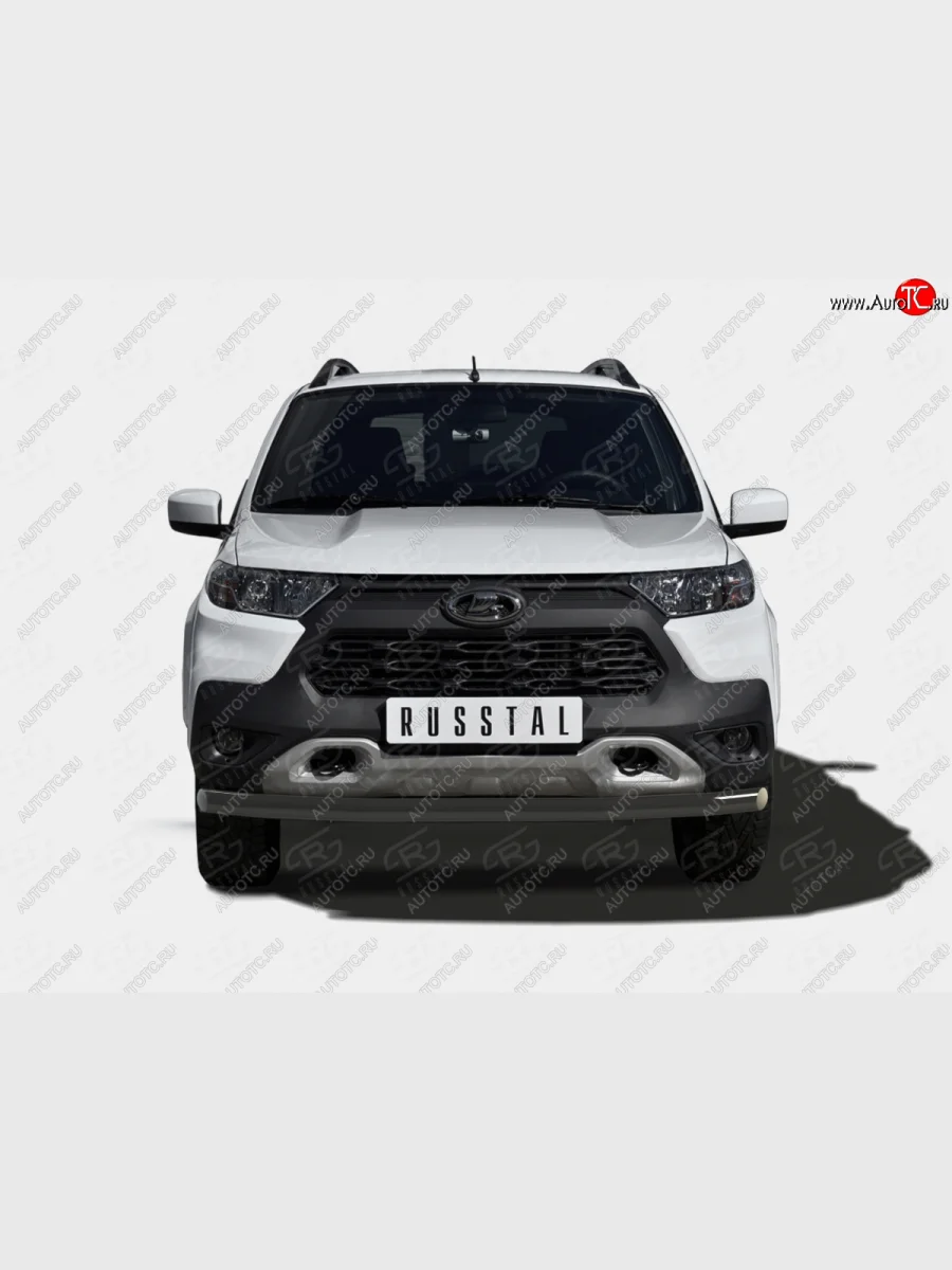 Защита переднего бампера SLITKOFF (Ø63 мм)  Лада ВАЗ Нива Трэвел (2021-2025) (порошковая окраска в цвет черный муар)  в Самаре Самарской области