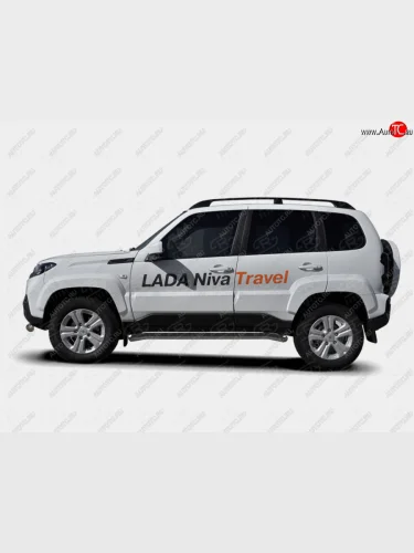 Защита порогов (Ø63 мм) SLITKOFF (торцы со скосами 45°, порошковая окраска в цвет черный муар) Лада ВАЗ Нива Трэвел (2021-2025) (212300-80)