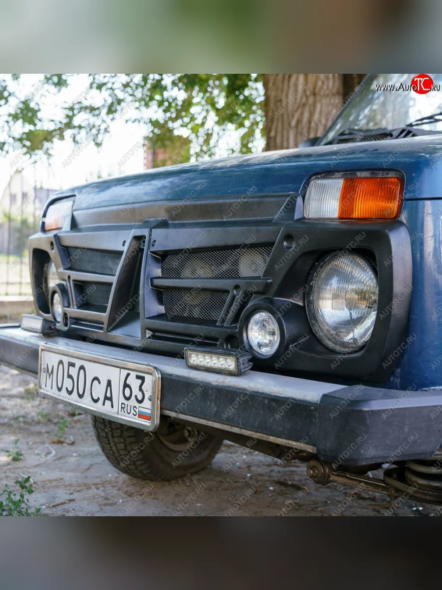 Декоративная решетка радиатора Autodemic (с противотуманками) Лада ВАЗ нива 4х4 2121 (Legend) 3 дв. 2-ой рестайлинг (2021-2025)  в Керчи Республика Крым