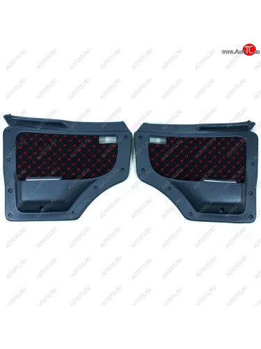 Комплект обшивки дверей Автостайл (Вставка черная с красной строчкой) ГАЗ Баргузин  2217 автобус - Соболь ( 2752,  2310,  2217 автобус,  2217 Бизнес автобус,  2752,Бизнес,  2310,Бизнес)