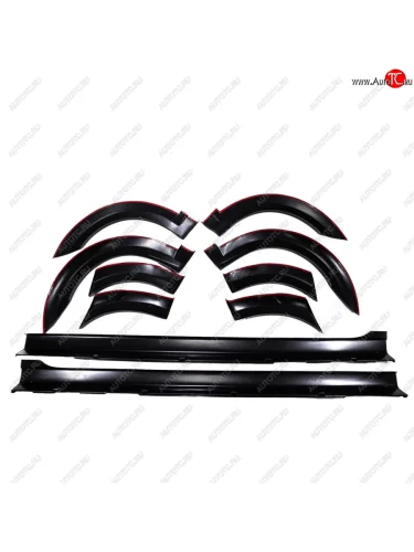 Пороги накладки с арками Автостайл (Текстурная поверхность) Лада ВАЗ Ларгус (2012-2025) дорестайлинг R90, рестайлинг R90