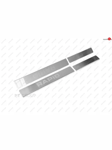 Пороги накладки Petroil Tuning (полированная нержавейка) Skoda Rapid  MK2 (2019-2024) хэтчбэк 5 дв. рестайлинг