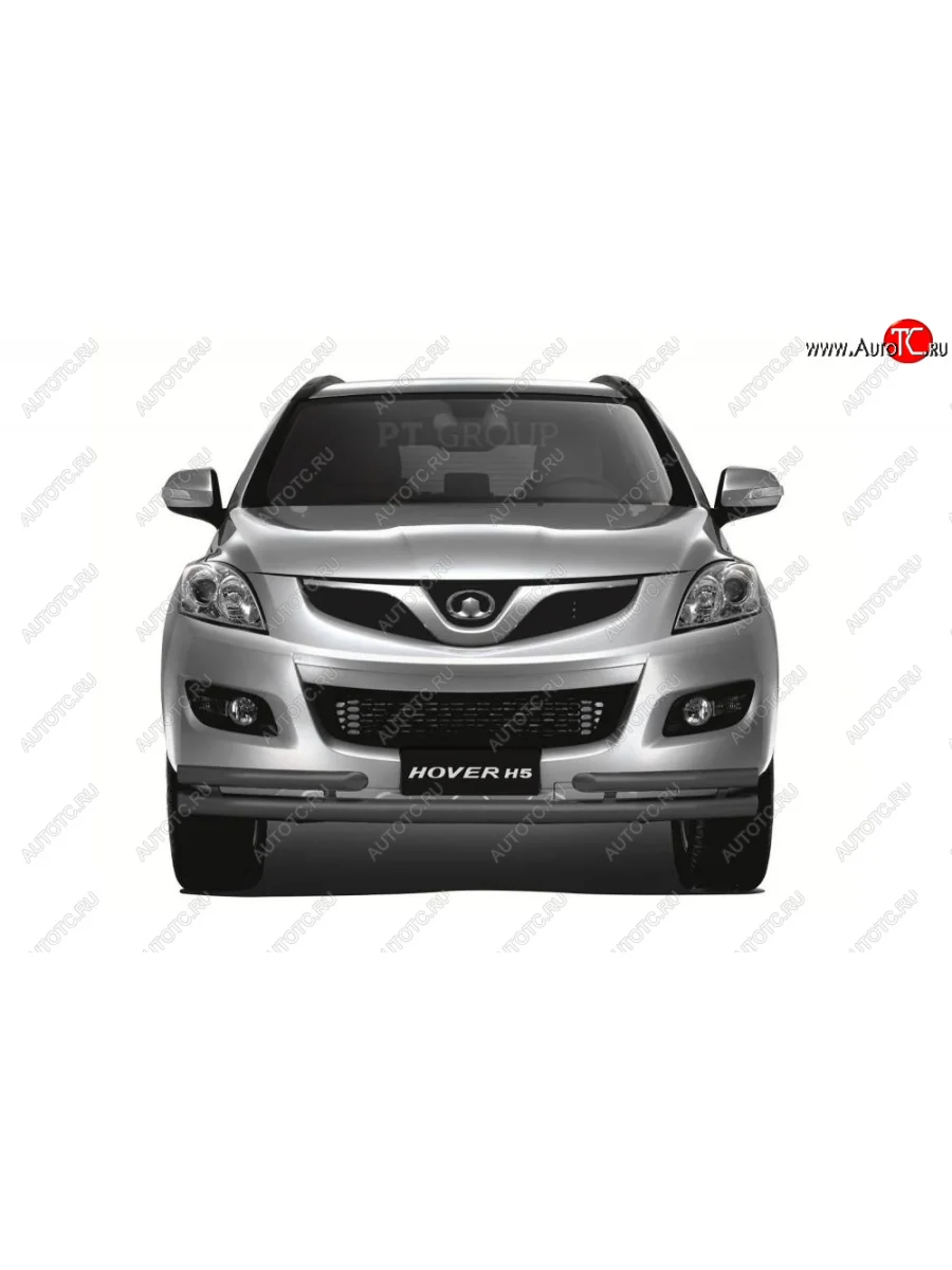 Защита переднего бампера (сталь с покрытием, трубы Ø63 и 51 мм) Petroil Tuning Great Wall Hover H5 (2010-2017) (черный (Шагрень))  с доставкой в г. Керчь