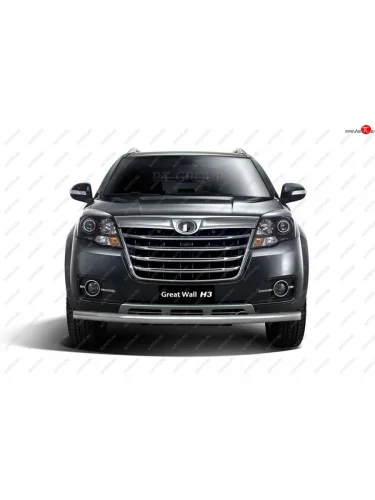 Защита переднего бампера (Ø63 мм) Petroil Tuning Petroil Tuning (нержавеющая полированная сталь) Great Wall Hover H3 (2017-2025)