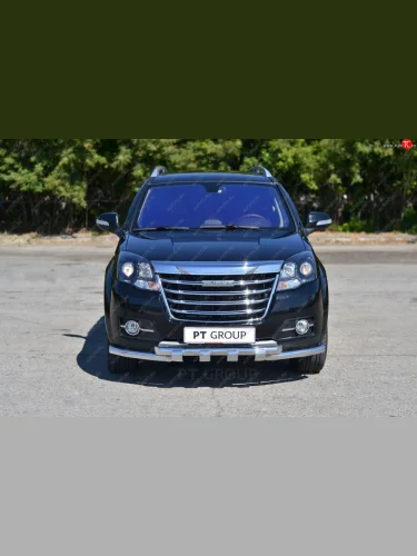 Защита переднего бампера (двойная с зубьями, Ø63/63 мм) Petroil Tuning (нержавейка полированна) Great Wall Hover H3 (2017-2025)