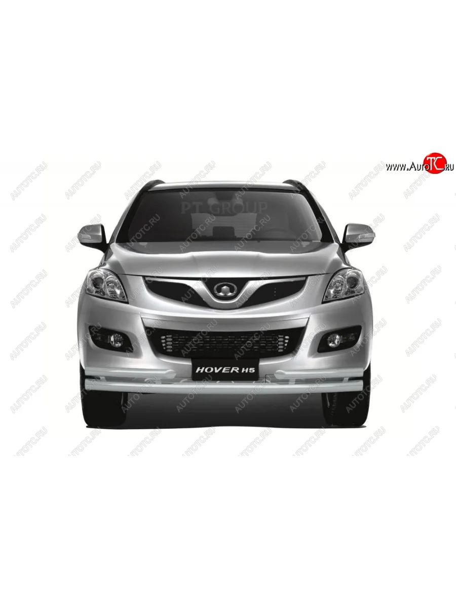 Защита переднего бампера (с углами, Ø63 и 51) Petroil Tuning Great Wall Hover H3  дорестайлинг (2010-2014) (окрашенный в цвет серебристый (Искра))  с доставкой в г. Керчь