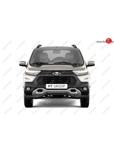 Защита переднего бампера (волна, Ø63) Petroil Tuning (сталь в цвет черный (Шагрень)) Лада ВАЗ Нива Трэвел (212300-80) (2021-2025)