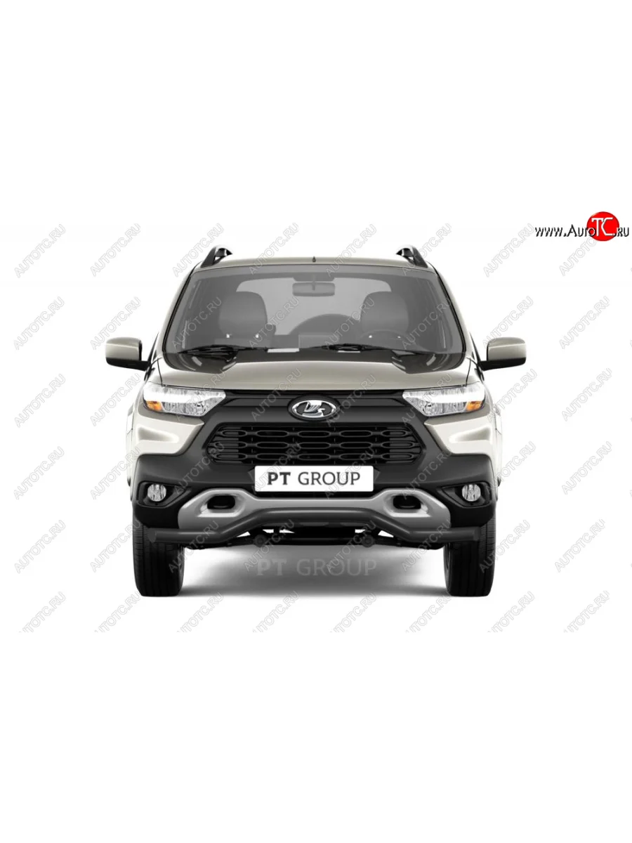 Защита переднего бампера (волна, Ø63) Petroil Tuning Лада ВАЗ Нива Трэвел (212300-80) (2021-2025) (сталь в цвет черный (Шагрень))  в Самаре Самарской области