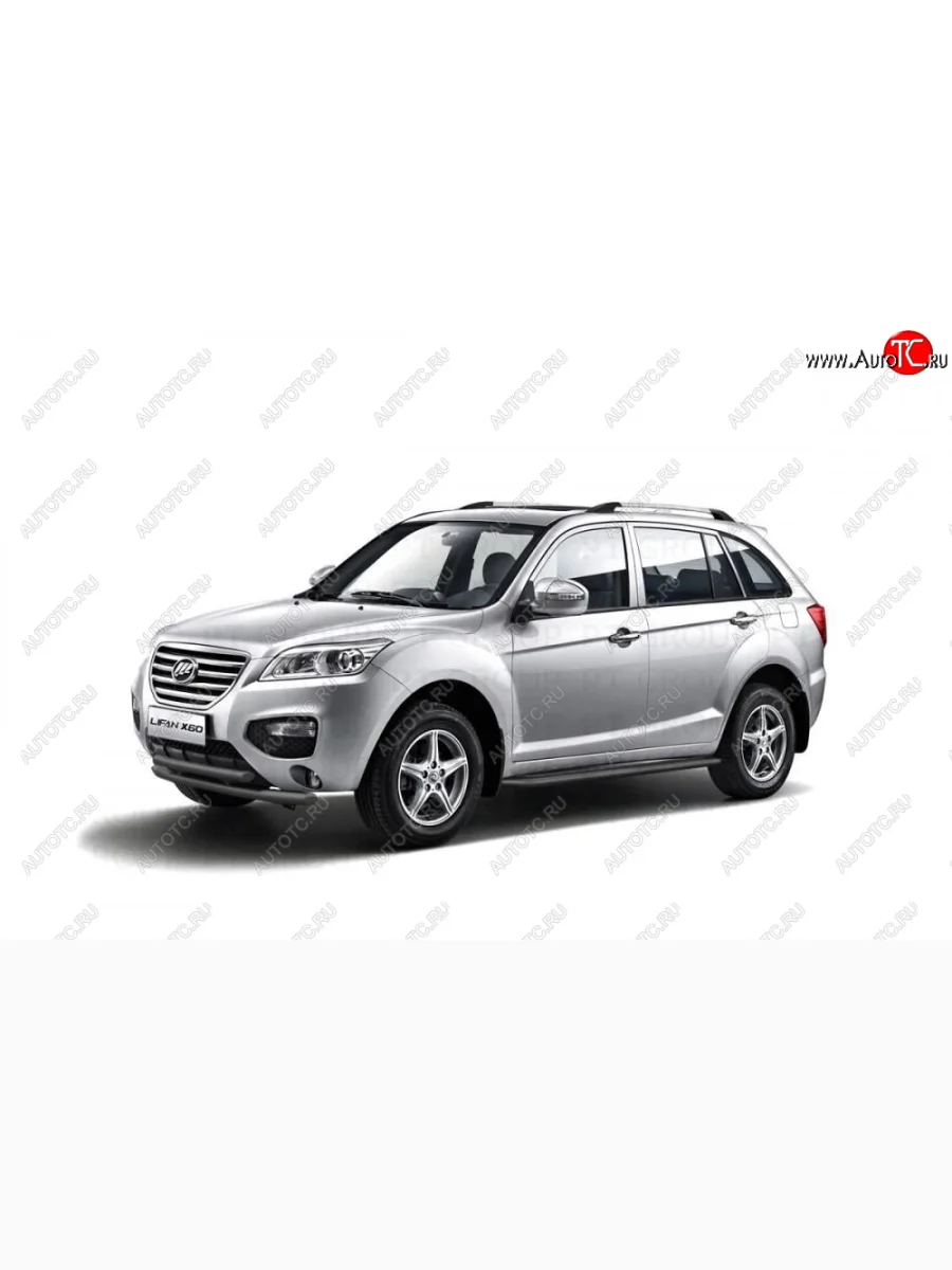 Защита порогов с алюм. площадкой (труба Ø51 мм) Petroil Tuning  Lifan X60 (2011-2025) (окраска в черный (Шагрень))  с доставкой в г. Керчь