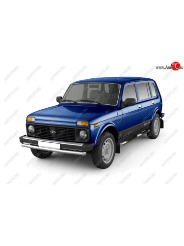 Защита порогов (с накладками, Ø76 мм) Petroil Tuning (полированная нержавейка) Лада ВАЗ нива 4х4  2131 (1993-2019) 5 дв. дорестайлинг