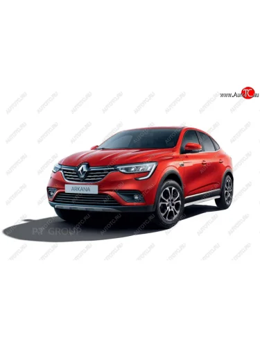Защита порогов (вогнутая, Ø51 мм) Petroil Tuning (полированная нержавейка) Renault Arkana (2019-2025)