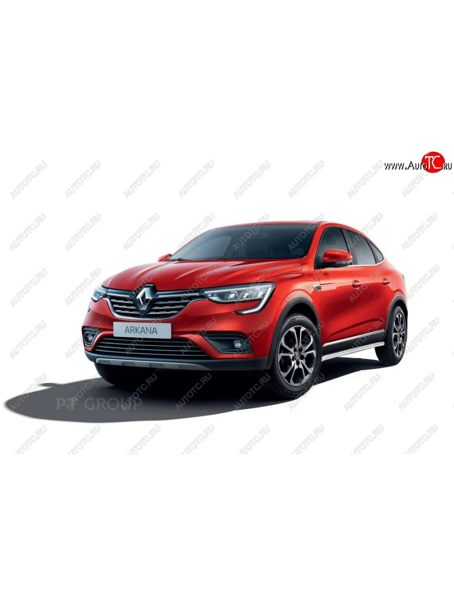Защита порогов (вогнутая, Ø51 мм) Petroil Tuning  Renault Arkana (2019-2025) (полированная нержавейка)  с доставкой в г. Керчь