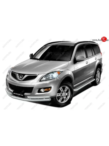 Порожки для ног из трубы Ø51 с алюминиевой площадкой Petroil Tuning (окраска в серебристый (Искра)) Great Wall Hover H5 (2010-2017)