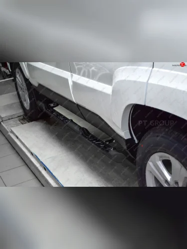 Защита порогов (с накладками, Ø63 мм) Petroil Tuning (окраска в черный (Шагрень)) Лада ВАЗ 2123 (Нива Шевроле) - Нива Трэвел