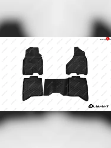 Коврики салон Element 3D (полиуретан, Crewcab, USA) (черный) RAM 1500  DT (2018-2024) CREW Cab