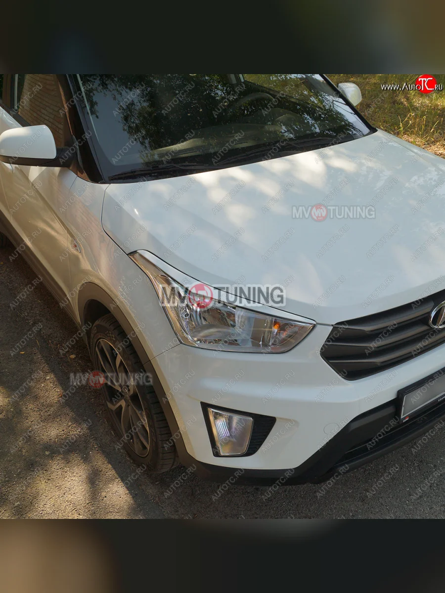 Реснички на фары MV-Tuning Hyundai Creta GS рестайлинг (2019-2021) (Неокрашенные)  в Перми Пермском крае