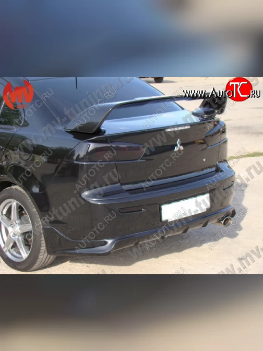 Накладка заднего бампера Zodiak (под одинарный выхлоп) MV-Tuning Mitsubishi Lancer 10 CY седан рестайлинг (2011-2017) (Неокрашенная)  в Перми Пермском крае