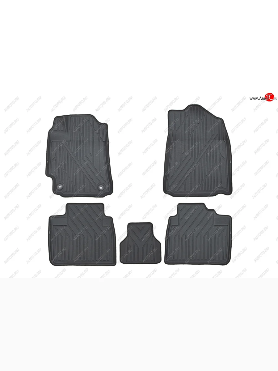 Комплект ковриков в салон Kvest 3D (полистар, основа - серая, кант - бежевый) Toyota Camry XV50 дорестайлинг (2011-2014)  в Керчи Республика Крым