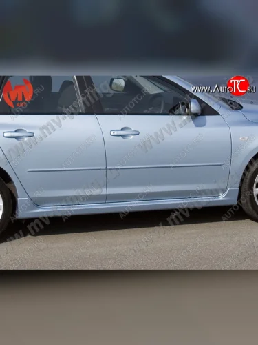 Пороги накладки MV-Tuning Mazda 3/Axela  BK (2003-2009) дорестайлинг седан, дорестайлинг, хэтчбэк, рестайлинг седан, рестайлинг, хэтчбэк