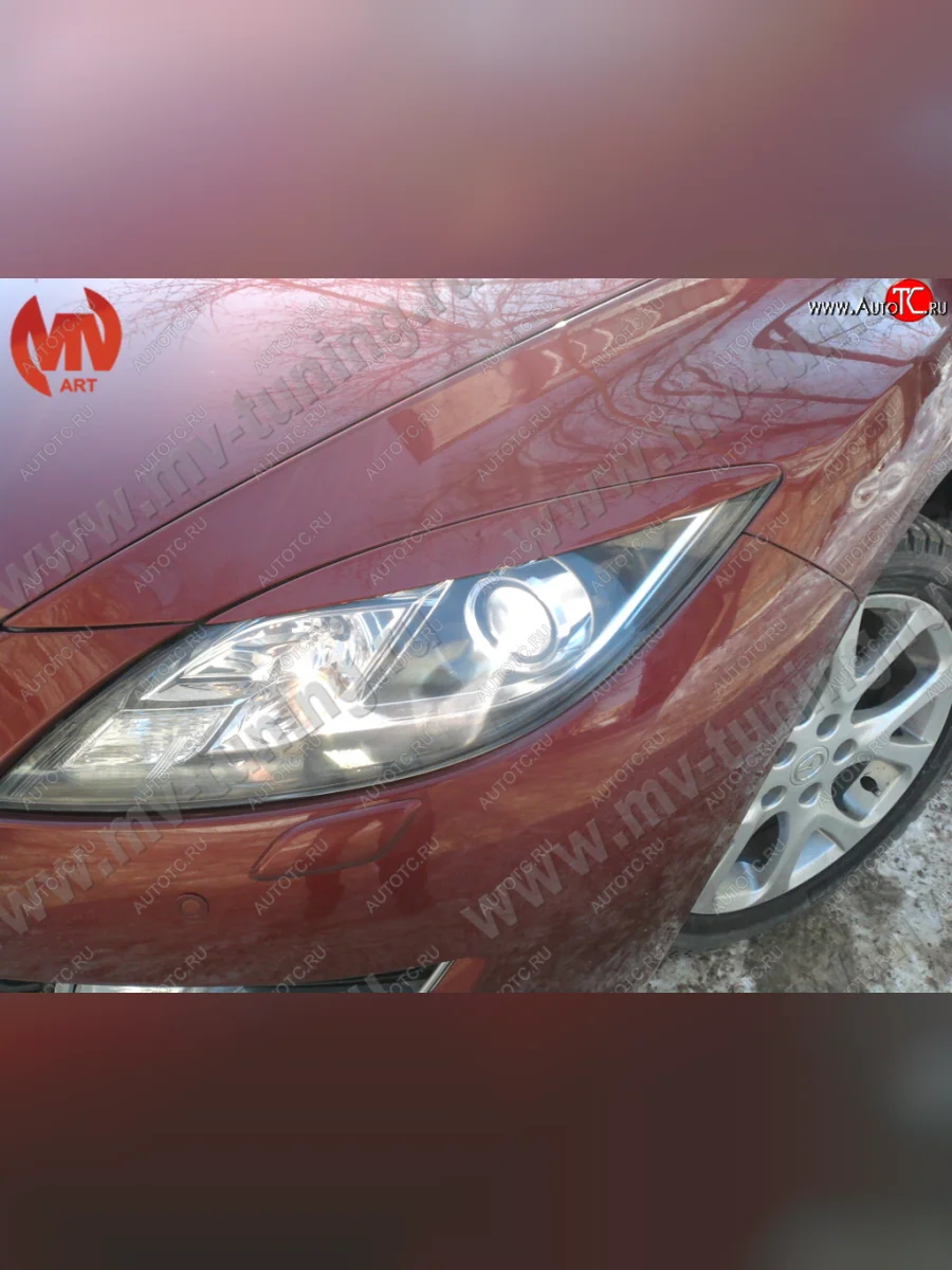 Реснички на фары (на фары без адаптивного света) MV-Tuning  Mazda 6 (2007-2012) GH (Неокрашенные)  с доставкой в г. Керчь
