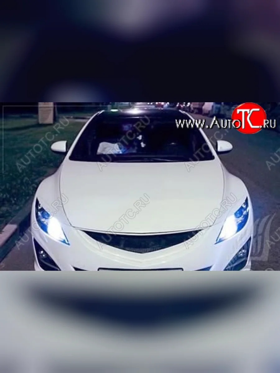 Решётка радиатора Sport Var №1  Mazda 6 (2007-2012) GH (С сеткой, Неокрашенная)  с доставкой в г. Керчь