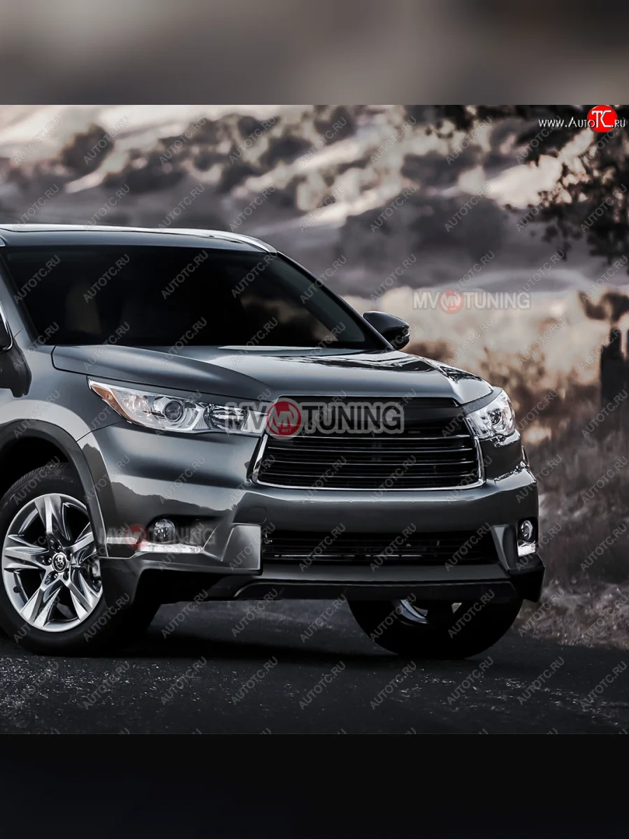 Реснички на фары MV-Tuning  Toyota Highlander (2013-2017) XU50 (Неокрашенные)  с доставкой в г. Керчь