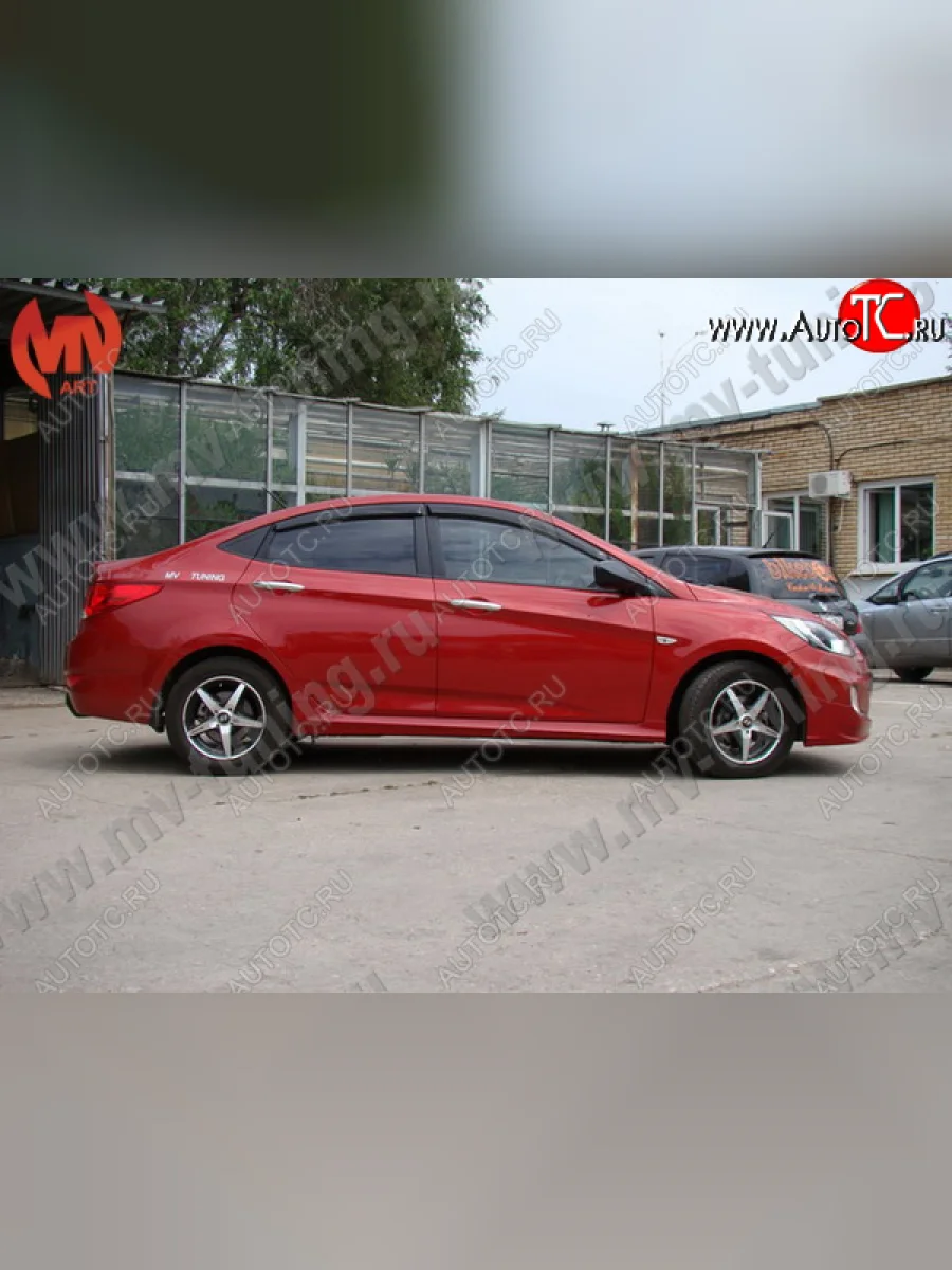 Пороги накладки ZEUS Hyundai Solaris RBr седан рестайлинг (2014-2017) (Неокрашенный)  с доставкой в г. Керчь