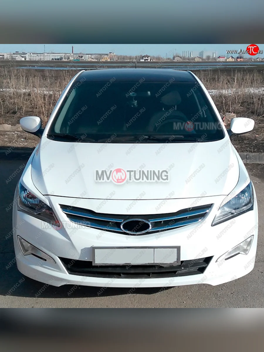 Реснички на фары HS-1  Hyundai Solaris (2014-2017) RBr (Неокрашенные)  с доставкой в г. Керчь