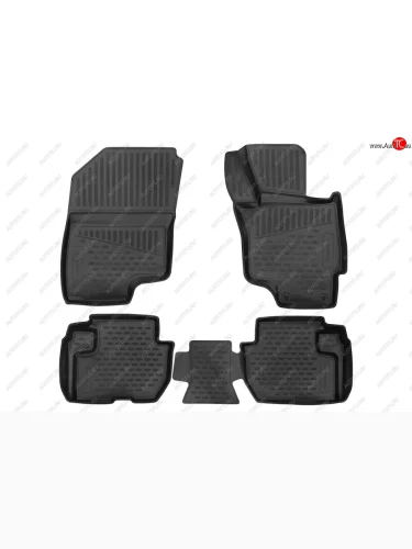 Коврики салона (правый руль, полиуретан) Element 3D (Чёрные) Mitsubishi Outlander GF дорестайлинг (2012-2014)