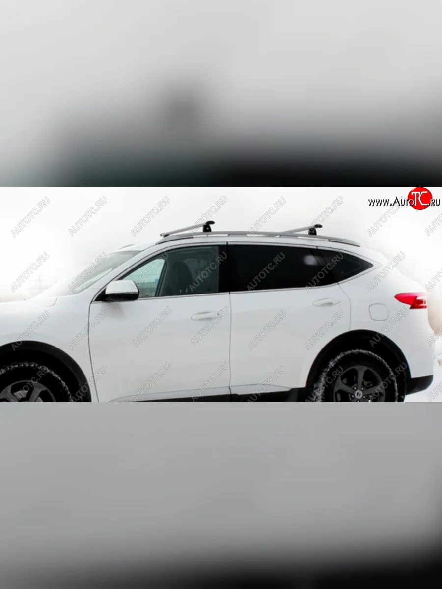Рейлинги крыши АПС Haval F7  дорестайлинг (2018-2022) (Серебристые, c черными поперечинами, L1300)  в Самаре Самарской области