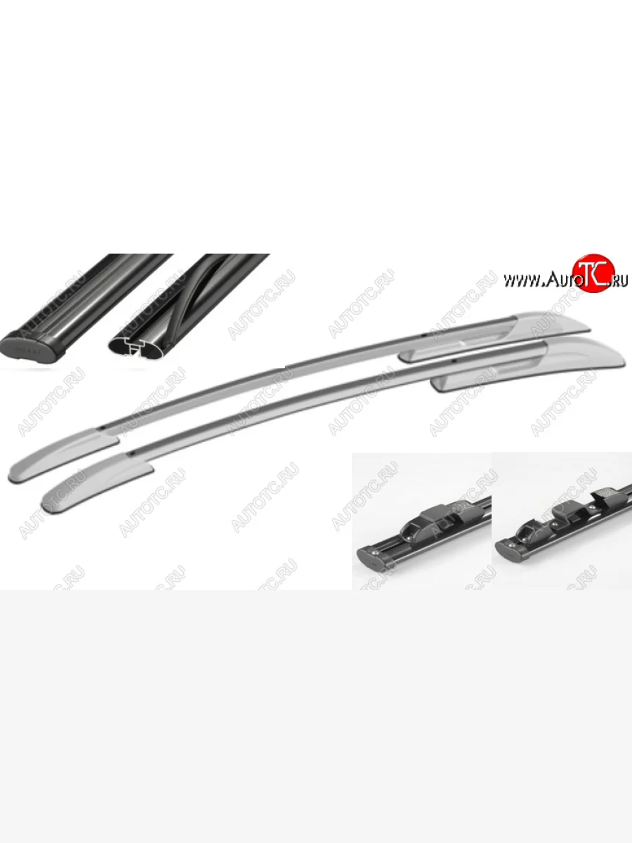 Рейлинги АПС Лада ВАЗ XRAY (2016-2022) (Серебристые с черными поперечинами, крепление скоба, L1300)  в Перми Пермском крае
