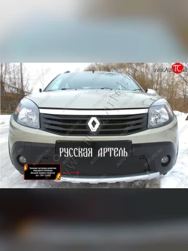 Защитная сетка и зимняя заглушка решетки радиатора Русская Артель (Поверхность текстурная) Renault Sandero Stepway  1 (2010-2014)