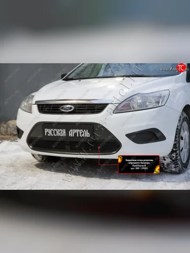 Комплект защиты (сетка и зимняя заглушка) в передний бампер Русская Артель Ford Focus 2 хэтчбэк 3 дв. рестайлинг (2007-2011)