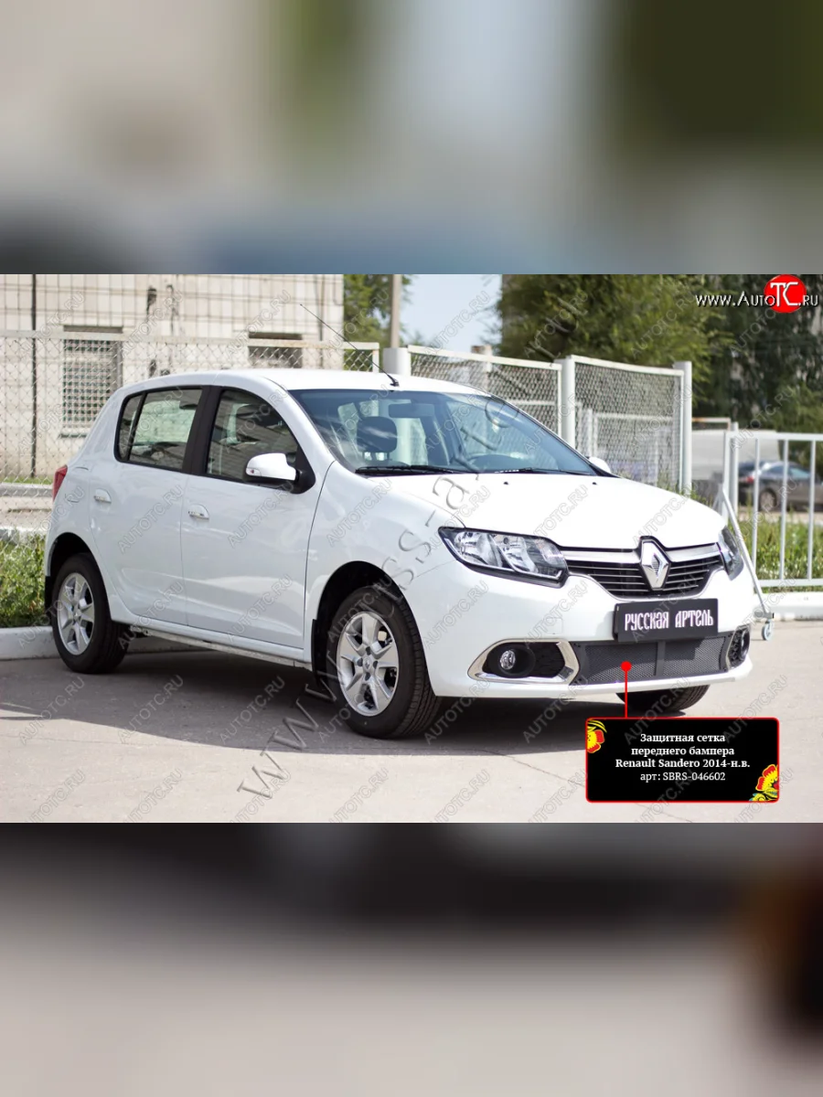 Комплект защиты (сетка и зимняя заглушка) в передний бампер Русская Артель Renault Sandero 2 дорестайлинг (2014-2018) (Поверхность текстурная)  в Самаре Самарской области