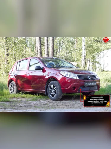 Комплект защиты (сетка и зимняя заглушка) в передний бампер Русская Артель (Поверхность текстурная) Renault Sandero  1 (2009-2014)
