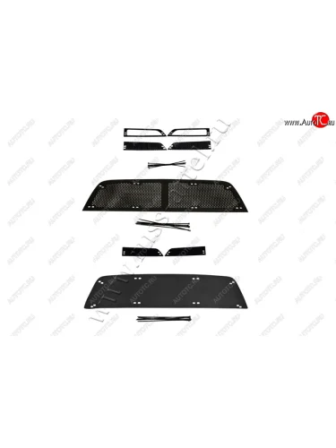 Комплект сетка и зимняя заглушка решетки радиатора и переднего бампера Русская Артель (Поверхность текстурная) Renault Duster  HS (2015-2021) рестайлинг