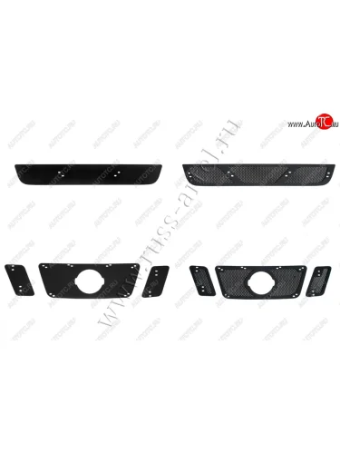 Комплект сетка и зимняя заглушка решетки радиатора и переднего бампера Русская Артель (Поверхность текстурная) Nissan Pathfinder  R51 (2009-2014) рестайлинг