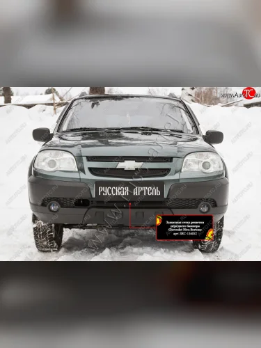 Защитная сетка решетки переднего бампера Русская Артель (Поверхность текстурная) Chevrolet Niva  2123 (2009-2020), Лада ВАЗ 2123 (Нива Шевроле) (2009-2020)