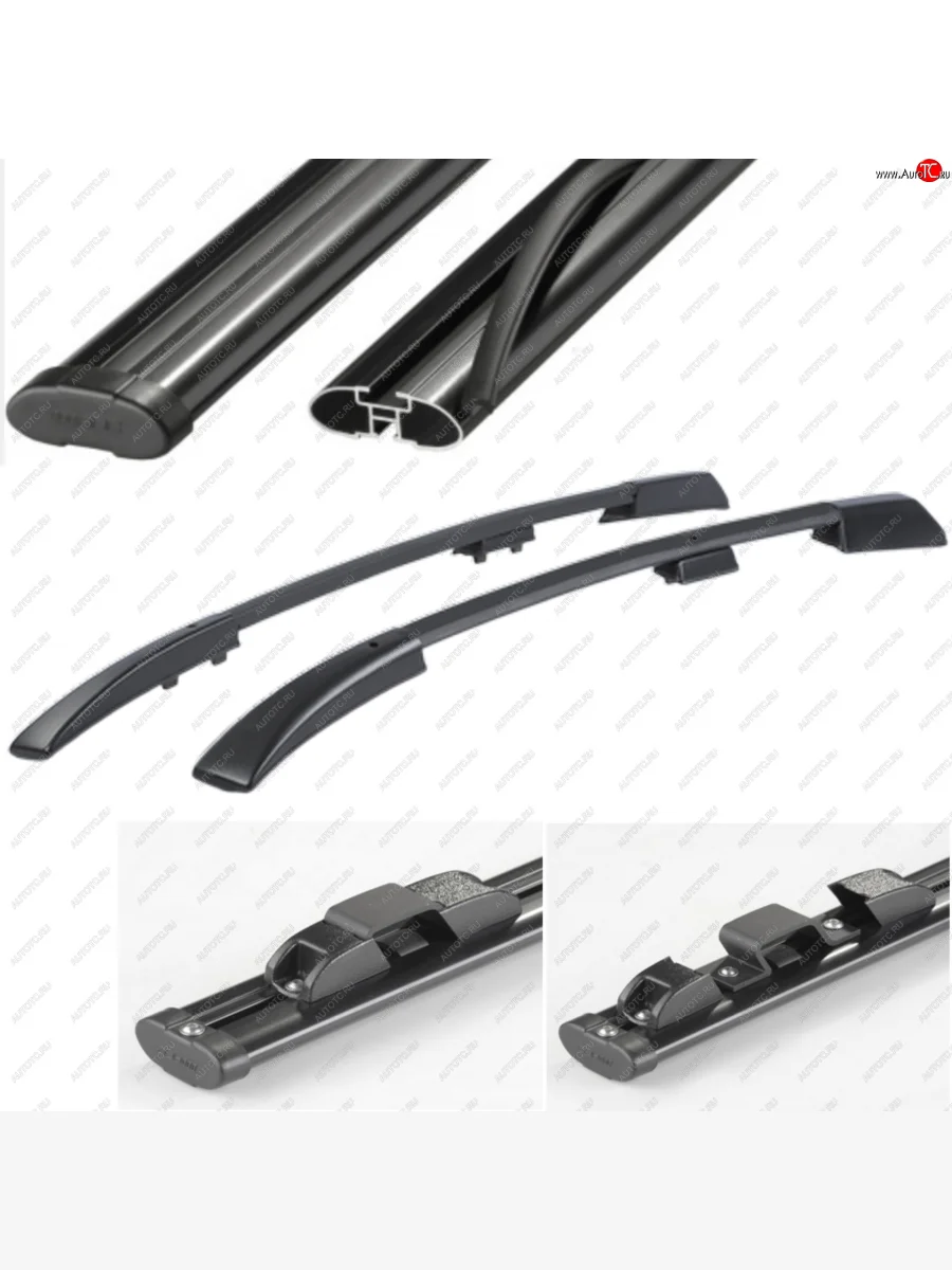 Рейлинги АПС  Opel Astra (2004-2015) H (Черные с черными поперечинами, крепление скоба, L1300)  в Самаре Самарской области