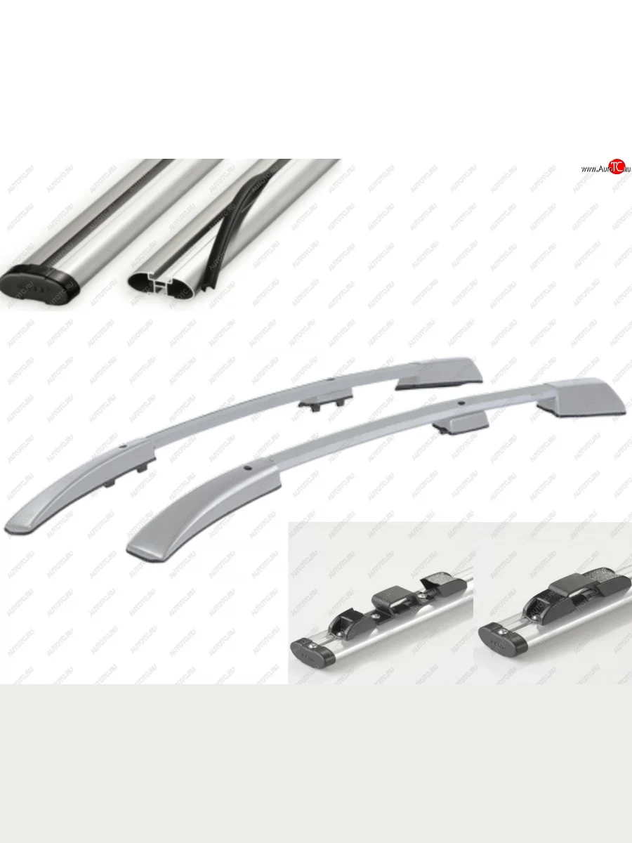 Рейлинги АПС  Opel Astra (2004-2015) H (Серебристые с серыми поперечинами, крепление скоба, L1300)  в Самаре Самарской области