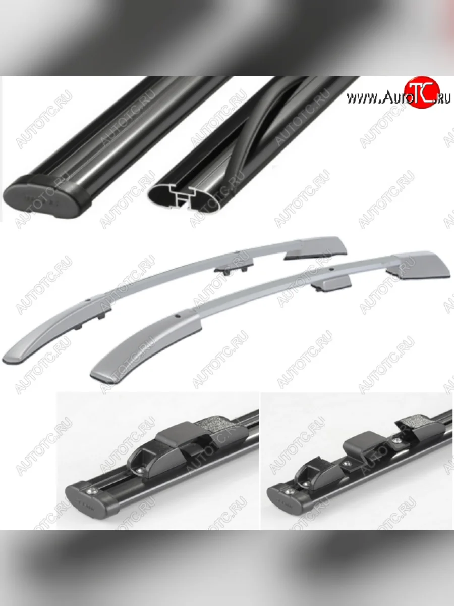 Рейлинги АПС  Opel Astra (2004-2015) H (Серебристые с черными поперечинами, крепление скоба, L1300)  в Самаре Самарской области