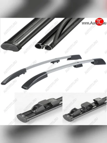 Рейлинги АПС (Черно-серые с черными поперечинами, крепление скоба, L1300) Opel Astra  H (2004-2015) хэтчбек 5дв дорестайлинг, хэтчбек 5дв рестайлинг