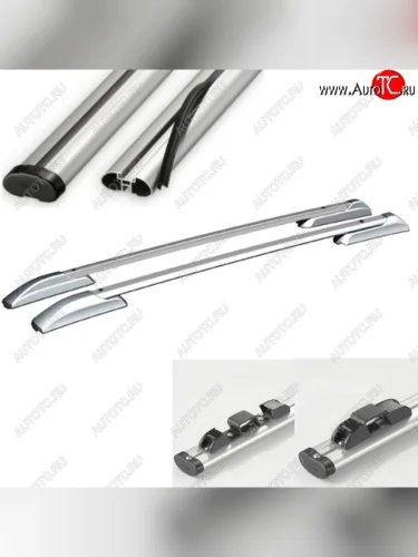 Рейлинги АПС (Серебристые с серыми поперечинами, крепление скоба, L1300) KIA Soul PS дорестайлинг (2014-2016)