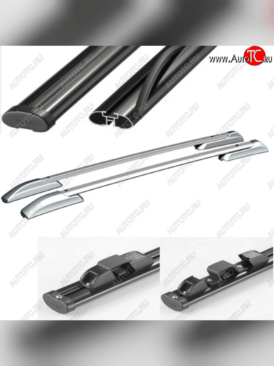 Рейлинги АПС KIA Soul PS дорестайлинг (2014-2016) (Серебристые с черными поперечинами, крепление скоба, L1300)  в Керчи Республика Крым