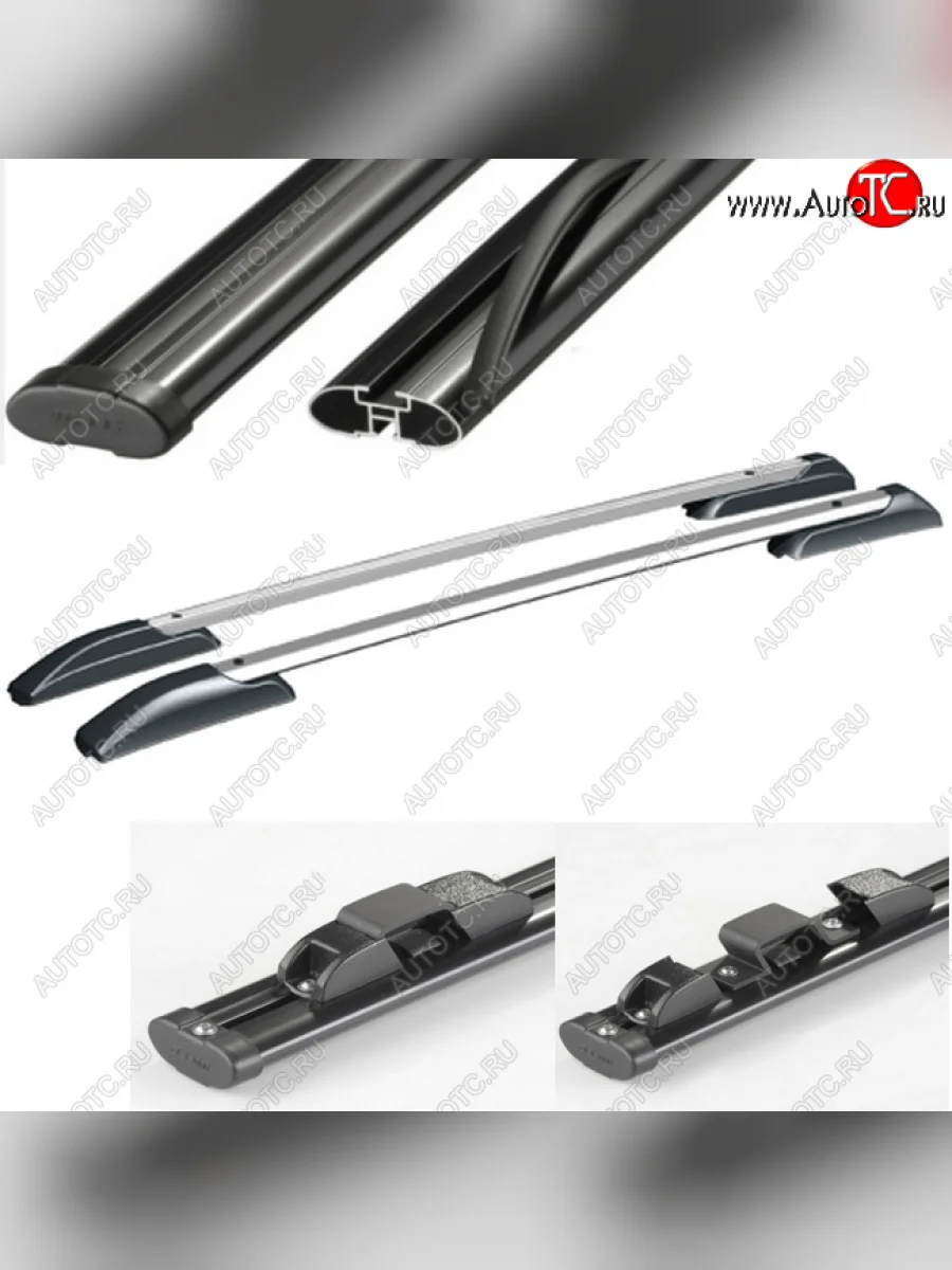 Рейлинги АПС KIA Soul PS дорестайлинг (2014-2016) (Черно-серые с черными поперечинами, крепление скоба, L1300)  в Керчи Республика Крым