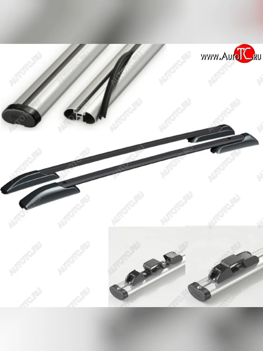 Рейлинги АПС KIA Soul PS дорестайлинг (2014-2016) (Черные с серыми поперечинами, крепление скоба, L1300)  в Керчи Республика Крым