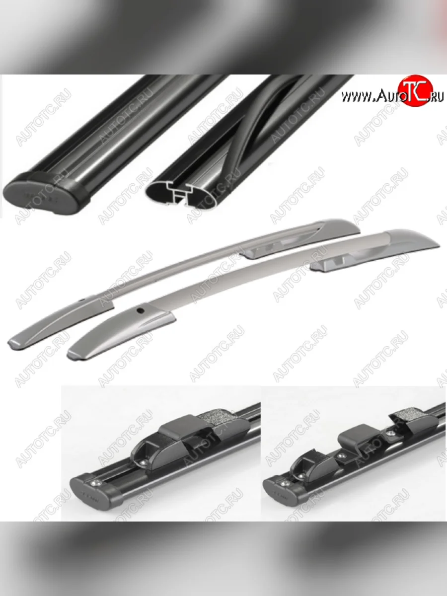 Рейлинги АПС KIA Ceed 1 ED рестайлинг, хэтчбэк 5 дв. (2010-2012) (Серебристые с черными поперечинами, крепление скоба, L1300)  в Воронеже Воронежской области